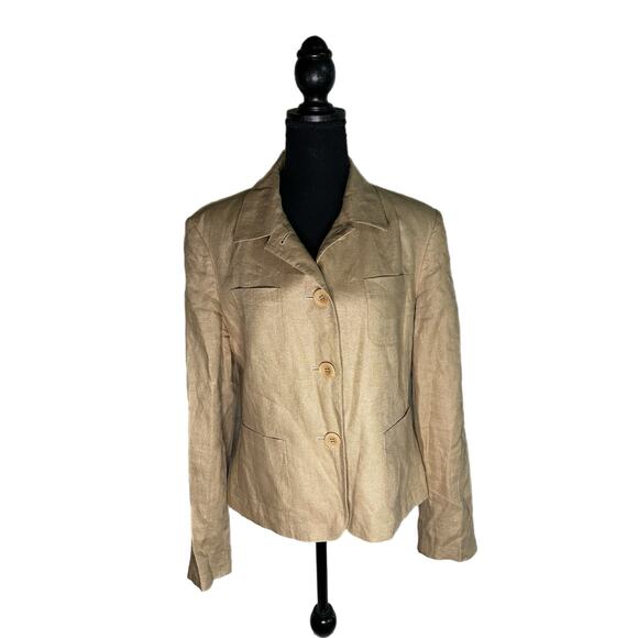 Talbots Women’s Tan Linen Blazer, Size 12, Pre-owned - Picture 1 of 4